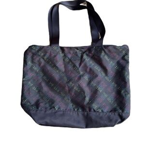 Victoria's Secret Love Black Pink Logo Stripe Large Weekender Tote Bag Travel